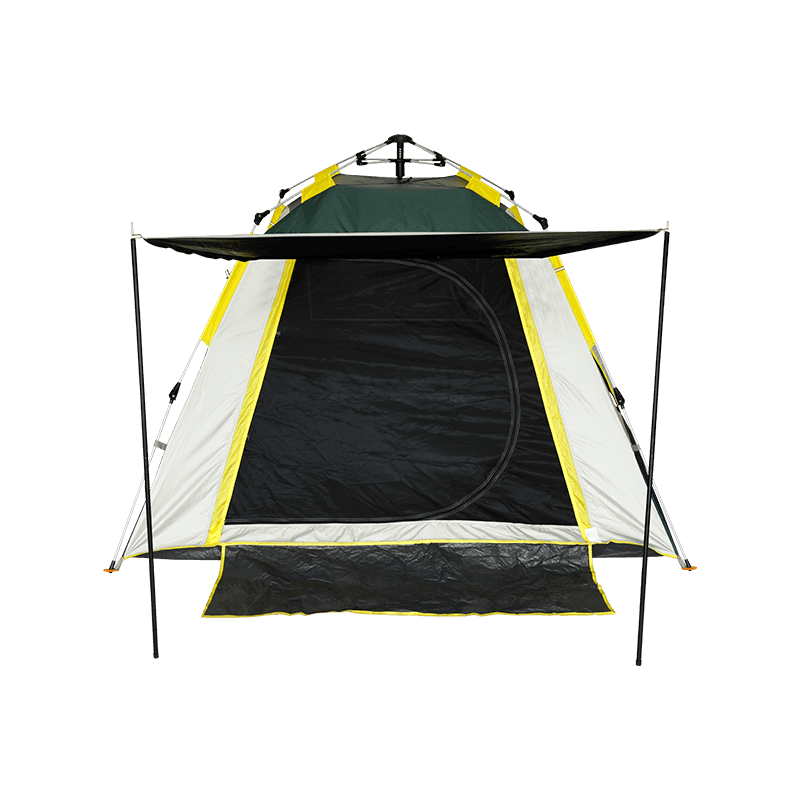 خيمة القبة مع باب مزدوج في الهواء الطلق، ويمكن فتح الخيمة تلقائيا